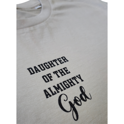 DAUGHTER OF THE ALMIGHTY GOD - Sand T-shirt with a beautiful glittery print