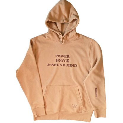 POWER, LOVE & SOUND MIND HOODIE-LATTE